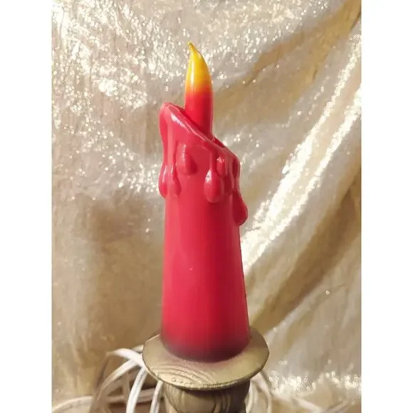 Vintage Pair 1960's Blow Mold Plastic Christmas Candle Holder Flame Bulb READ - Picture 3 of 16